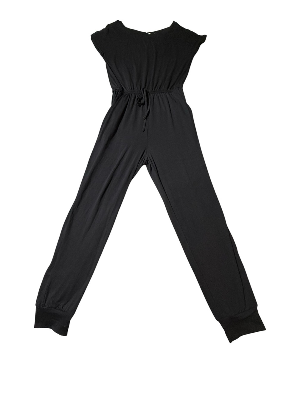 NWT PRETTYGARDEN Black Jumpsuit M Casual Jogger Romper Drawstring Elastic Waist